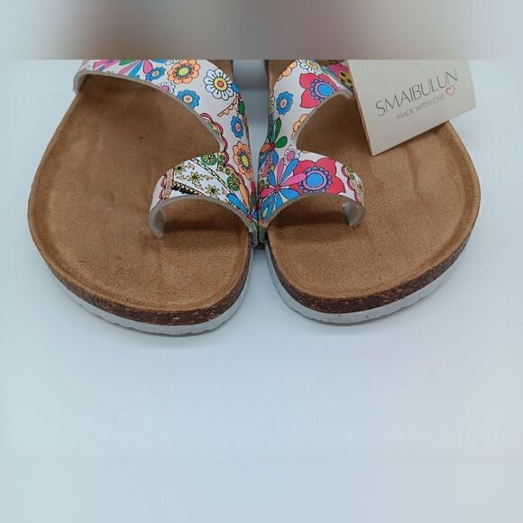 NWT SMAIBULUN Colorful White Strappy Slide Clog Sandals - Maibulun Size 12 - Picture 9 of 12